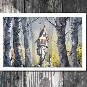 Watercolor PRINT- Gary Frederick. Line and wash. 1/25. 5.5"x 8.5". Unframed