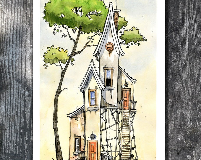 Made Up Places Original Ink And Watercolor Painting 7 X 11 Unframed made-up-places-original-ink-and-watercolor-painting-7-x-11-unframed