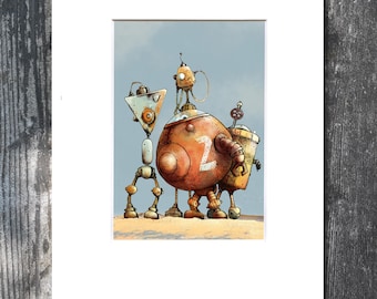 ROBOTS Digital PRINT- Gary Frederick . 8" x 10" (image approx. 5"x7") . Acid free mat.