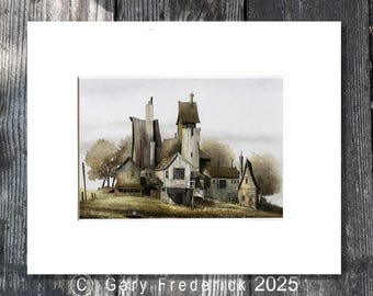 Watercolour and ink PRINT - Gary Frederick . 8" x 10" (image approx. 5"x7") . Acid free mat.