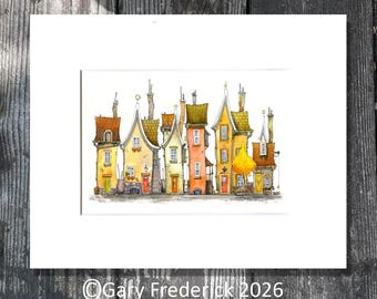 Watercolour and ink - Gary Frederick . Print 8" x 10" . Acid free mat.