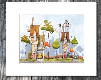 Watercolor PRINT - Gary Frederick. 11"x 14" (image 8" x 10").  Unframed