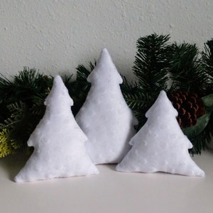 Minky Dot Fabric Trees Set: Handmade Winter Tiered Tray Decor