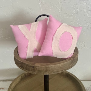 Pink Valentine&#39;s Day Mini Pillows: X and O Tiered Tray Decor (Set of 2)