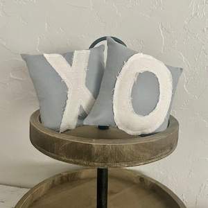 Neutral Valentine&#39;s Day Mini Pillows: X and O Tiered Tray Decor (Set of 2)