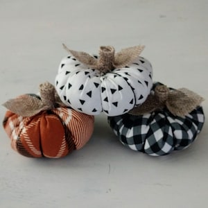 Fall Mini Pumpkins Set: Buffalo Check Farmhouse Tiered Tray Decor