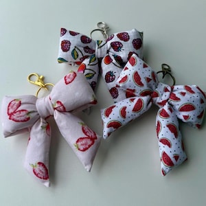 Puffy Bow Keychain, Strawberry Watermelon Bag Charm, Fruits Handbag Accessories, Bow Purse Charm, Girly Keychain