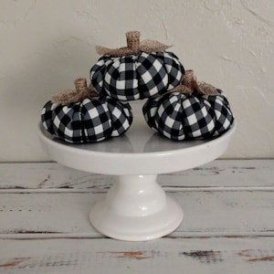 Buffalo Check Mini Pumpkins, Set of 3 Mini Pumpkins, Farmhouse Pumpkins Decor, Fall Tiered Tray Decor