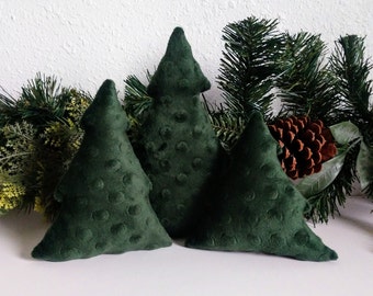 Fabric Trees Set, Tiered Tray Trees, Winter Decor, Christmas Mini Trees, Christmas Mantel Decor, Green Trees