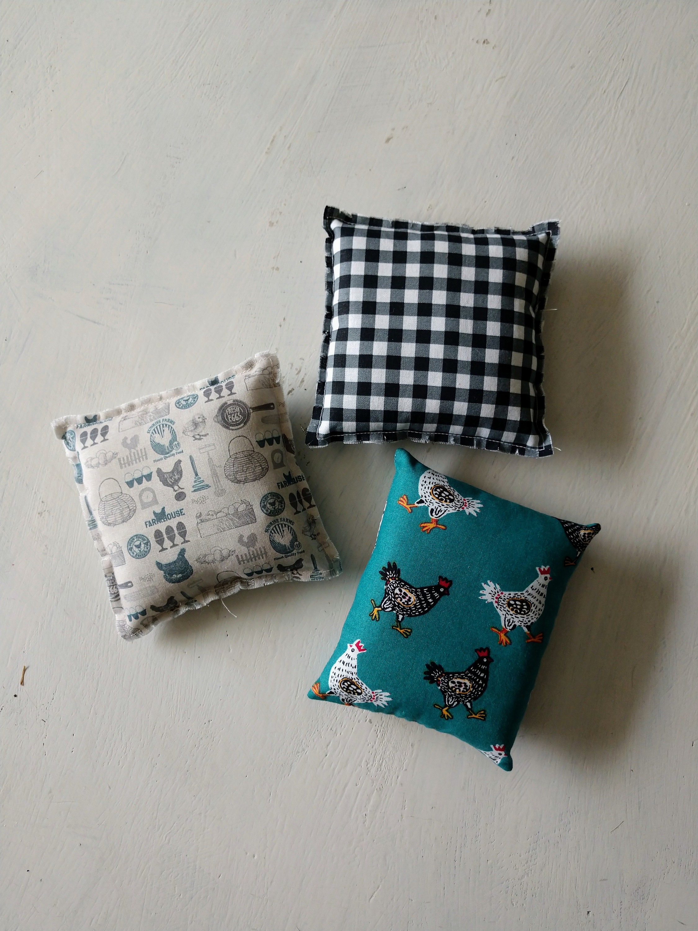 Chicken Mini Pillows Decor Set of 3 Mini Pillows Chicken Etsy