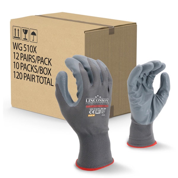 Linconson Extreme Grip Lightweight Nitrile Coated Construction & Mechanics Work Gloves