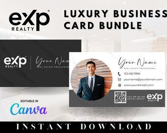 EXP Realty Business Card Bundle - Marble Luxury Business Card with QR code - Real Estate Agents - EXP Luxury - Realtors