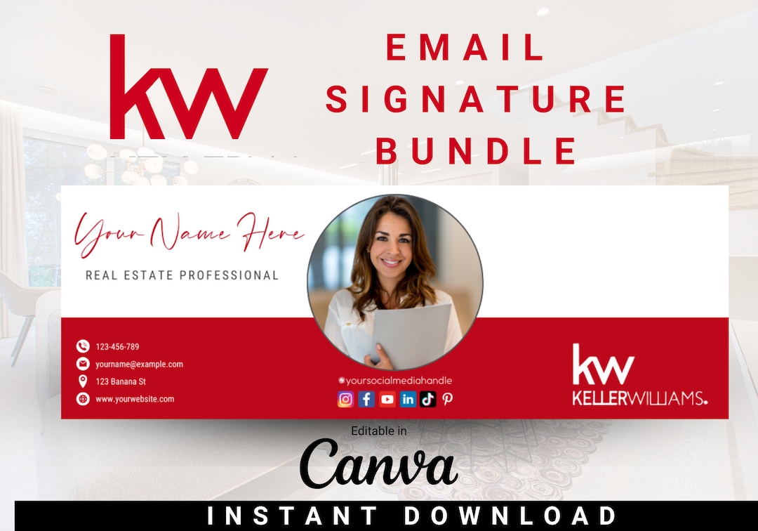 Keller Williams Email Signature Bunele Template, Professional Real