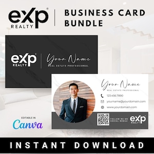 Pacote de cartão de visita EXP Realty - Cartão de visita de luxo Marble com código QR - Agentes imobiliários - EXP Luxury - Corretores de imóveis
