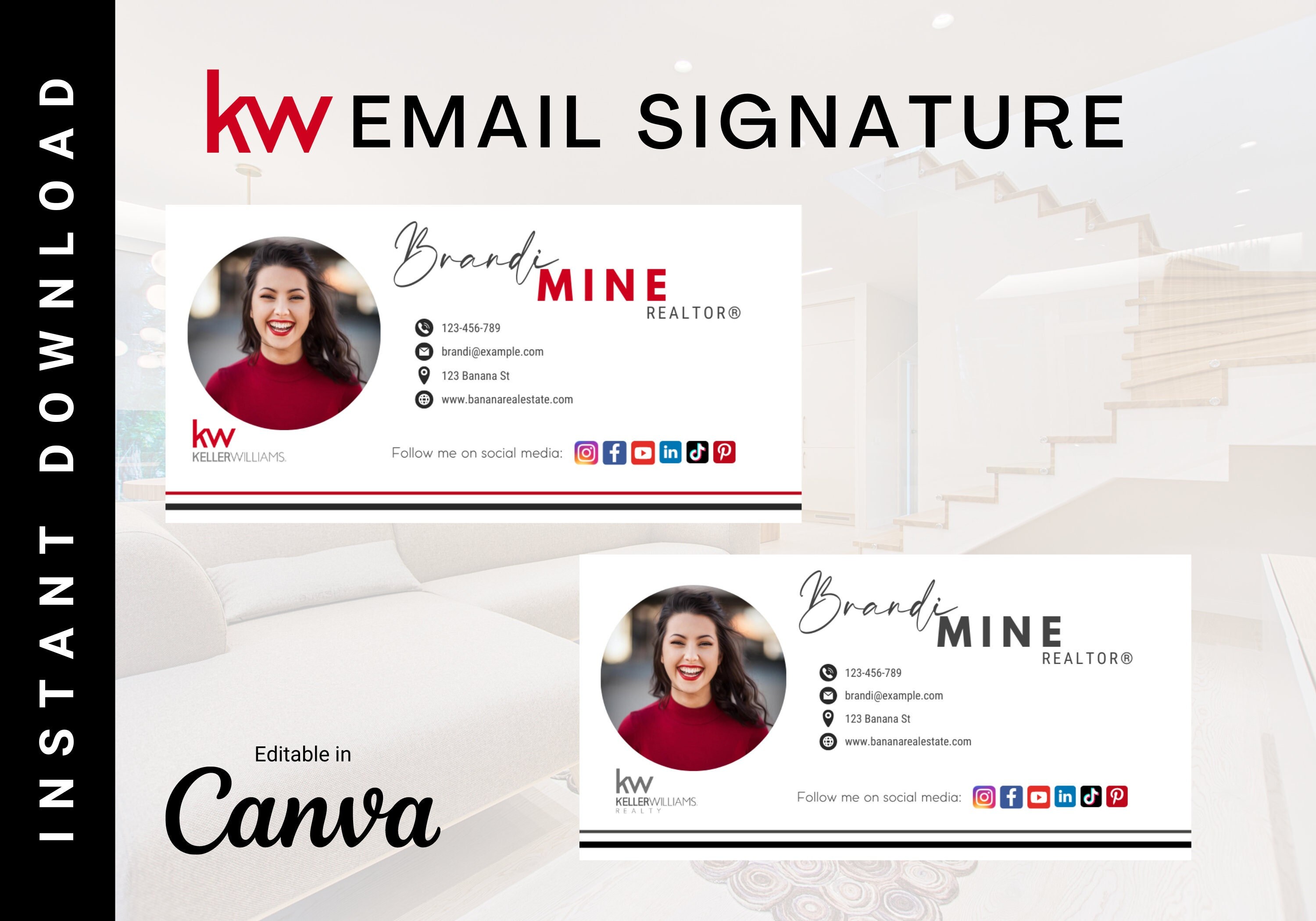 Keller Williams Email Signature Template, Professional Real Estate