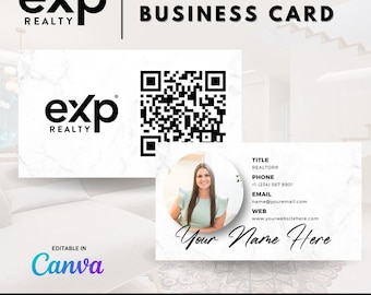 EXP Realty Business Card Bundle - Marble Luxury Business Card with QR code - Real Estate Agents - EXP Luxury - Realtors - Ultra Modern Sleek