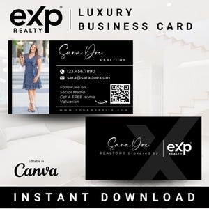 EXP Realty All Black Visitenkarte - Luxus Visitenkarte mit QR Code - Makler - EXP Luxus - Realtors