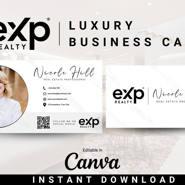 EXP Realty Business Card - Luxury Business Card with QR code - Real Estate Agents - EXP Luxury - Realtors