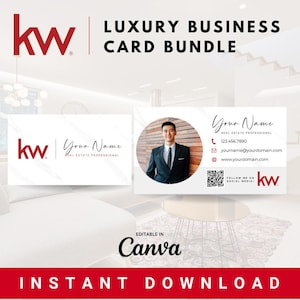 KW Realty Visitenkarten BUNDLE - Marmor Luxus Visitenkarte mit QR Code - Makler Keller Williams