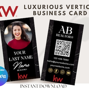 Tarjeta de presentación de KW Realty - Tarjeta de presentación de lujo con código QR - Agentes inmobiliarios - KW Luxury - Realtors - Keller Williams