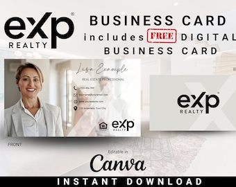 EXP Modern Business Card | FREE Digital Business Card Included | Real Estate Business Card | Professional Business Card