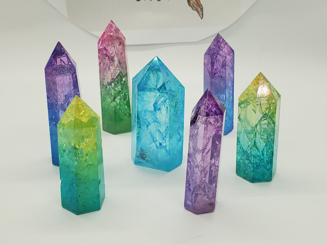 Aura Crackle Quartz Points Multi Colored Quartz Crystals - Etsy