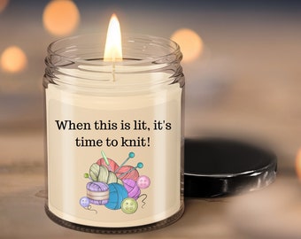 Knitting Gift Candle | Knitting Love| Gift for Knitter | Knit candle | Funny Knitting Gifts for Knitters | Candle Lit Time To Knit