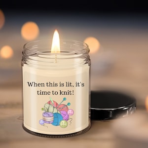 Knitting Gift Candle | Knitting Love| Gift for Knitter | Knit candle | Funny Knitting Gifts for Knitters | Candle Lit Time To Knit