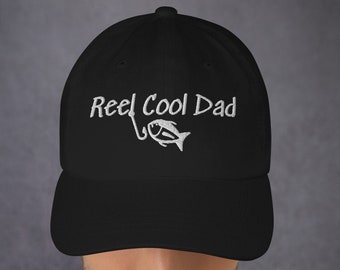 Embroidered Fishing Hat For Dad | Reel Cool Dad Hat | Fathers Day Fishing Gift For Dad | Fisherman Dad Fishing Gift | Angler Gift