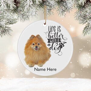 Pomeranian Ornament Personalized Dog Name |Pomeranian Christmas Ornament Dog Owner Gift |Pomeranian Decor Pet Keepsake Pomeranian Lover Gift