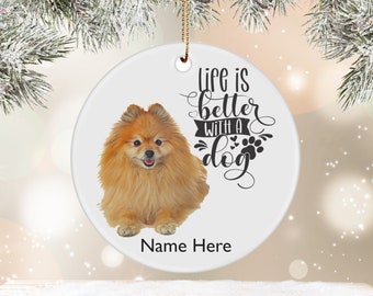 Pomeranian Ornament Personalized Dog Name |Pomeranian Christmas Ornament Dog Owner Gift |Pomeranian Decor Pet Keepsake Pomeranian Lover Gift