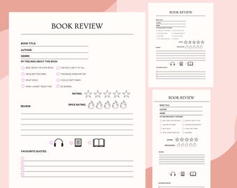 Pacote de modelos de resenha de livros: encartes para diário de leitura (download digital)