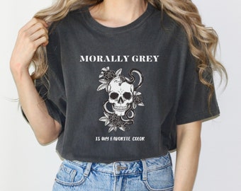 Maglietta Morally Grey Bookish: grafica con serpente e teschio, romanticismo dark