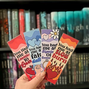 Set di segnalibri Romance Tropes, segnalibro del club del libro, gadget esclusivo per lettori, regalo per amanti dei libri, regali per lettori, segnalibro per lettori di libri romantici