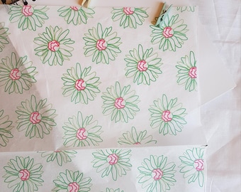 Lente BloemenDaisy Tissue Cadeaupapier | Cadeauverpakking | Knutselpapier | Wenskaarten | Scrapboeking | Tijdschriftomslagen | 3 vellen
