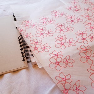Carta velina con fiori di ciliegio giapponesi / Carta da bricolage / Decorazioni / Ritagli / Copertine per diari. 3 fogli.