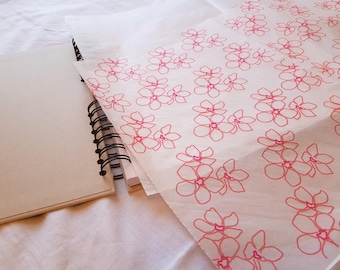 Japanese Pink Cherry Blossom Tissue Wrapping Paper | Craft paper | Botanical Gift WraplDecorations |Pink Gift wrap| Journal Covers. 3 Sheets