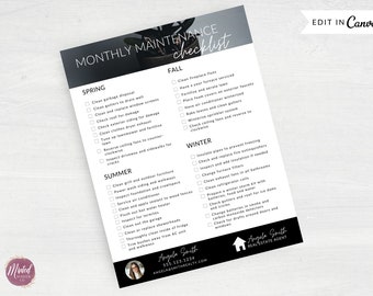 Checklist-Vorlage für die Hauswartung (Canva bearbeitbar, digitaler Download)