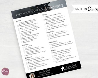 Real Estate Photography Checklist Template, Real Estate Marketing, Realtor Marketing and Branding, Real Estate Flyer, Real Estate Moving Tip
