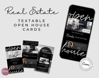 Real Estate Open House Templates, Real Estate Open House Invitation, Open House Thank You, Real Estate Open House Flyer, Textable Open House