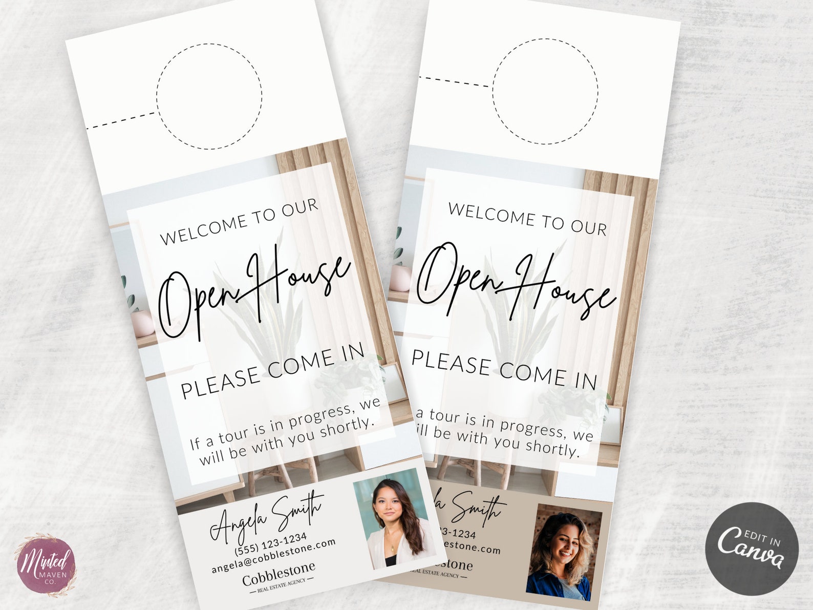 Real Estate Door Hanger Tag Template Design Real Estate Open Etsy