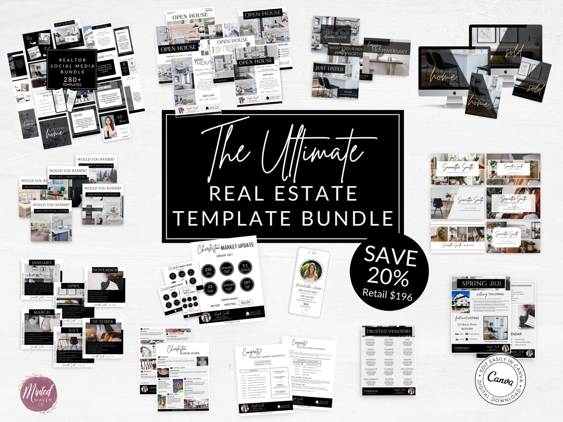 Real Estate Marketing Templates Bundle Social Media, Flyers, Guides