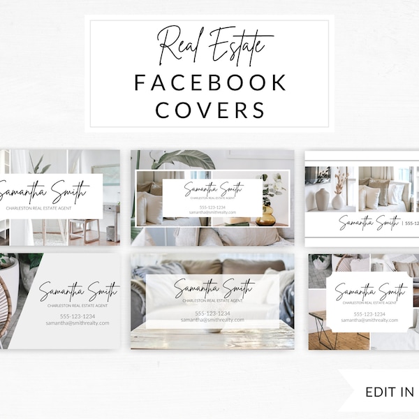 6 Real Estate Facebook Cover Template Designs, Facebook Banner, Real Estate Marketing, Realtor Branding, Real Estate Social Media