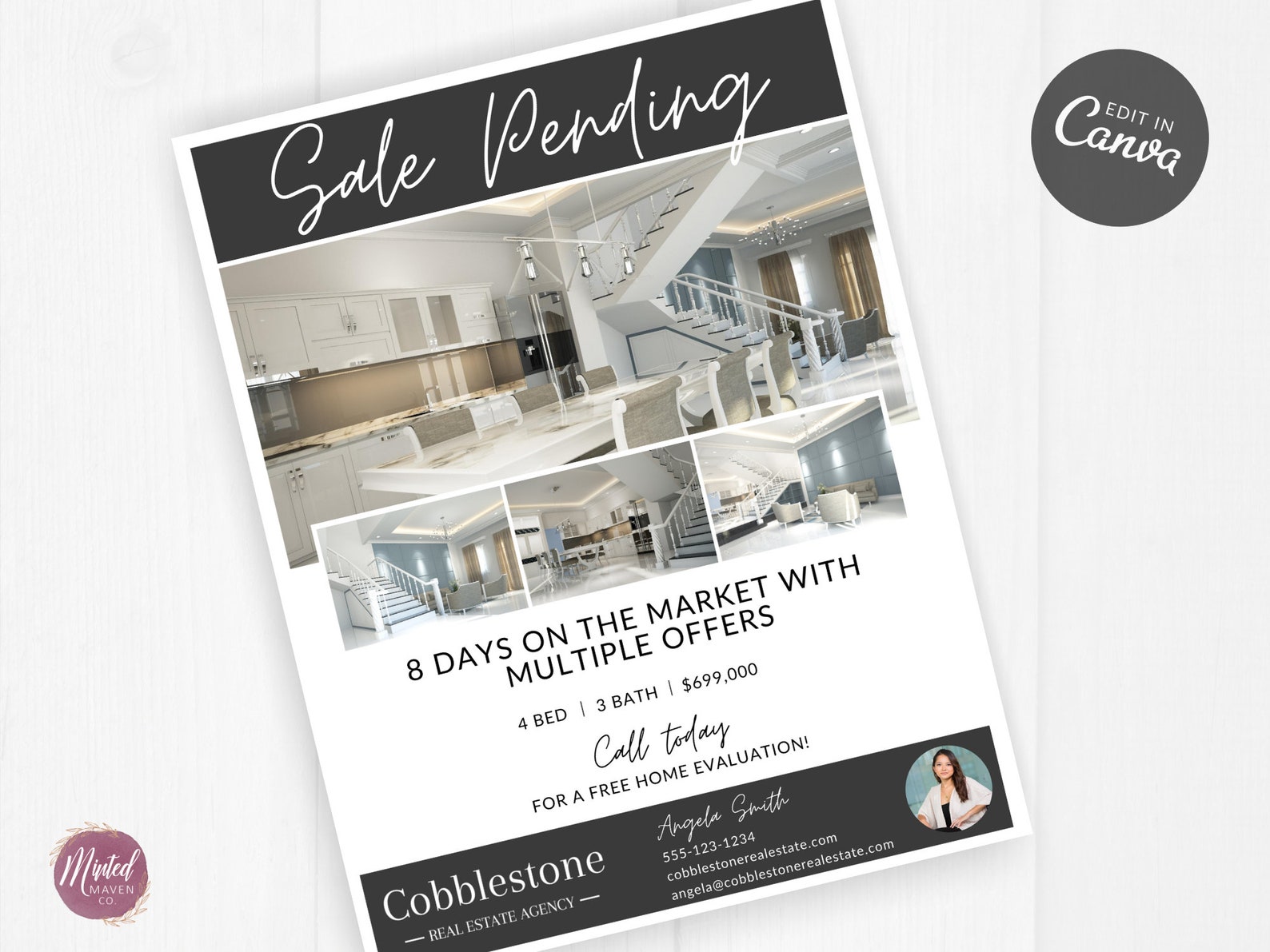 Real Estate Sale Pending Flyer Template Realtor Marketing and Etsy