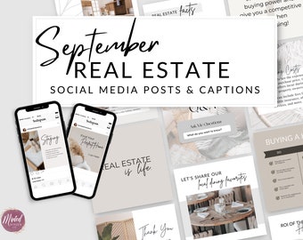 September Real Estate Social Media Posts and Captions, Real Estate Instagram Posts, Real Estate Social Media Templates