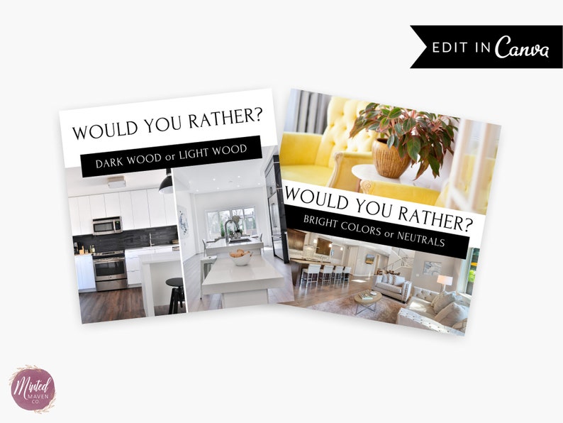 24 Real Estate would You Rather Social Media Post Etsy