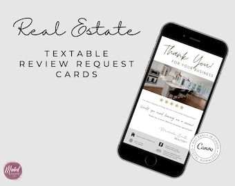 Real Estate Textable Review Template, Textable Review Request, Real Estate Review Template, Review Request Card, Real Estate Marketing