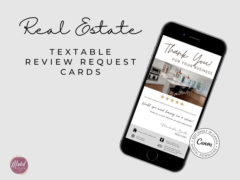Real Estate Textable Review Template Textable Review Request Etsy