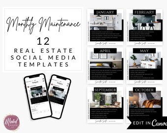 Social Media Templates für monatliche Wartung (Digitaler Download)