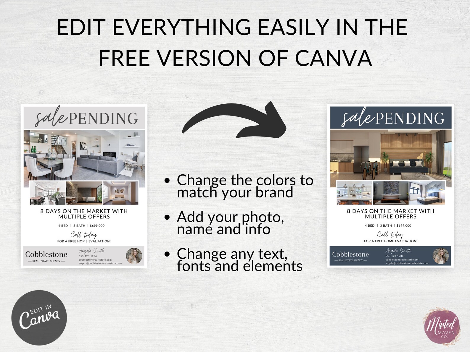 Real Estate Sale Pending Flyer Template Realtor Marketing and Etsy